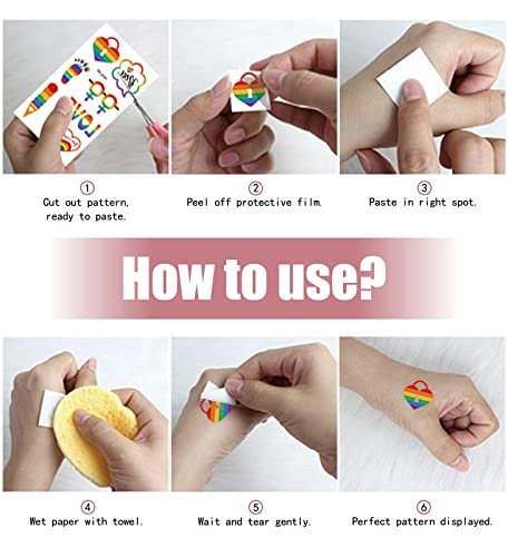 200+ Pcs Pride Tattoos - 20 Sheets Waterproof Rainbow Flag Temporary Tattoos for Pride Equality Parades and Celebrations - görsel 10