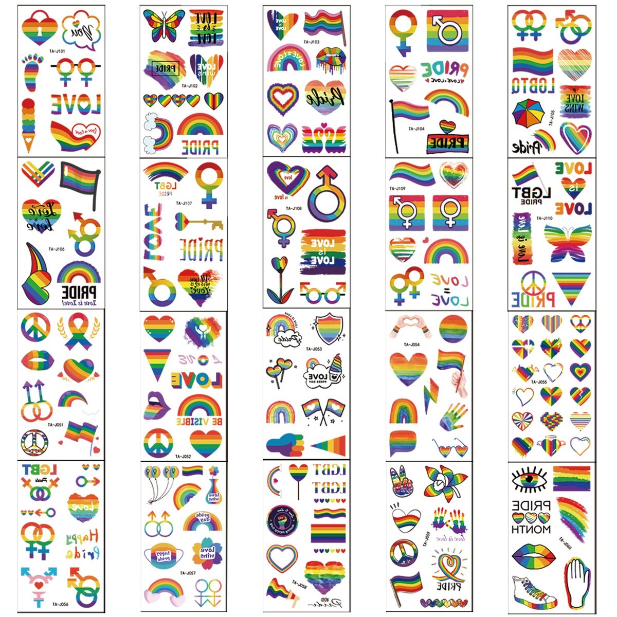 200+ Pcs Pride Tattoos - 20 Sheets Waterproof Rainbow Flag Temporary Tattoos for Pride Equality Parades and Celebrations - görsel 17