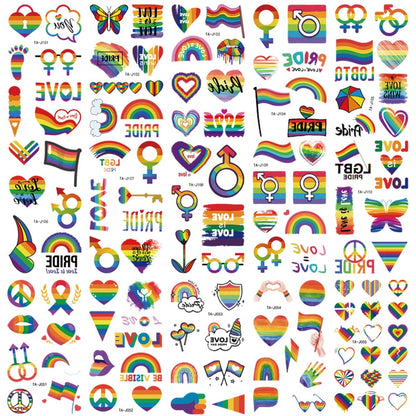 200+ Pcs Pride Tattoos - 20 Sheets Waterproof Rainbow Flag Temporary Tattoos for Pride Equality Parades and Celebrations