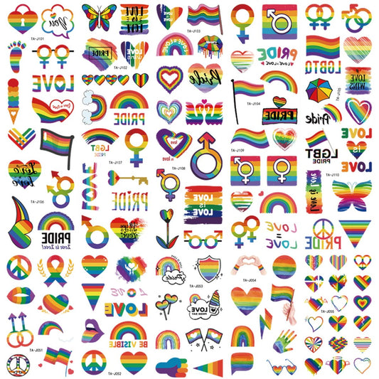 200+ Pcs Pride Tattoos - 20 Sheets Waterproof Rainbow Flag Temporary Tattoos for Pride Equality Parades and Celebrations