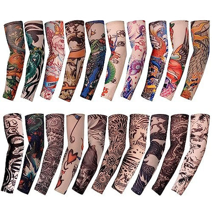 HOVEOX 20-Pack Temporary Tattoo Arm Sleeves – Multicolor Fake Tattoo Sleeves for Men, Women & Kids – Sun Protection & Style