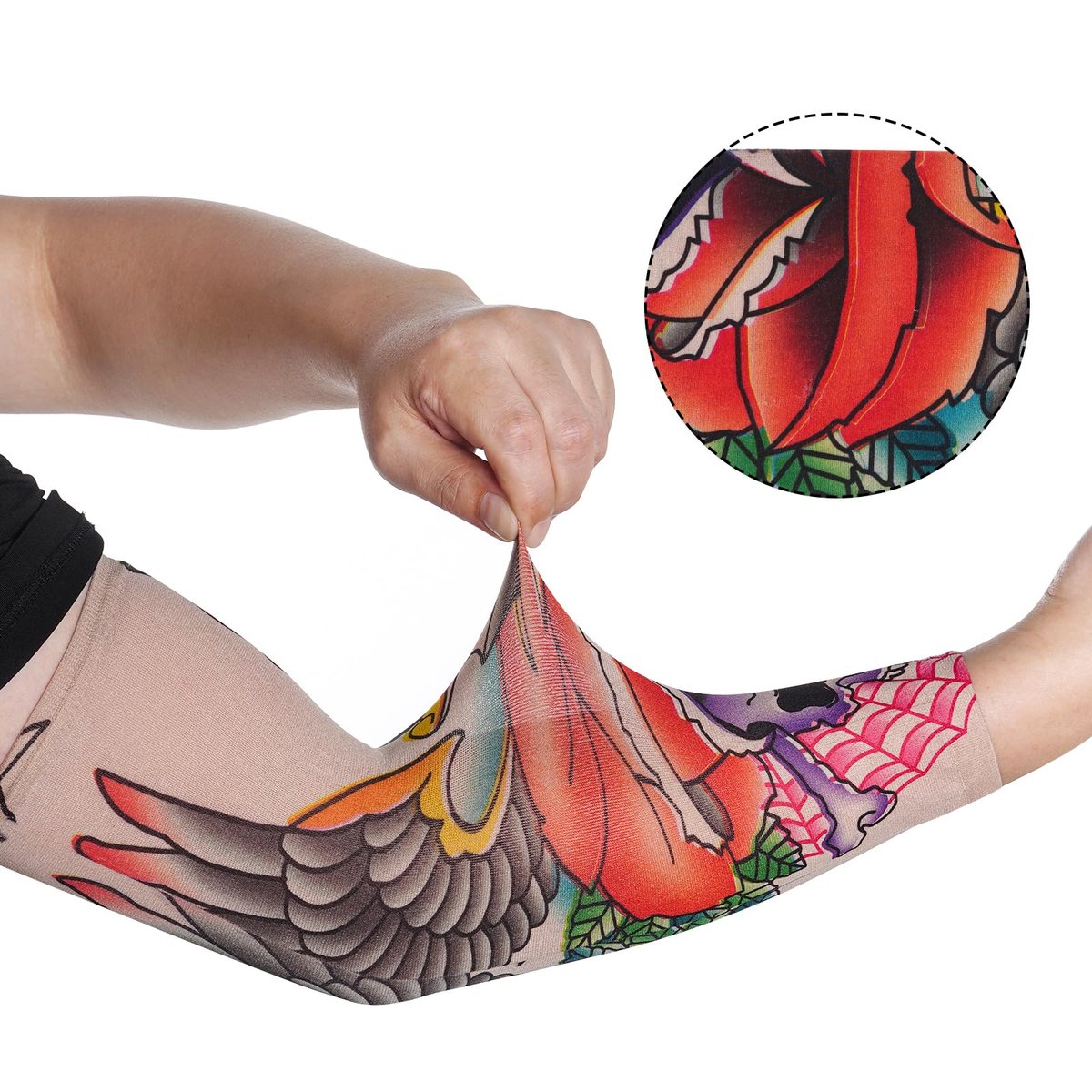 HOVEOX 20-Pack Temporary Tattoo Arm Sleeves – Multicolor Fake Tattoo Sleeves for Men, Women & Kids – Sun Protection & Style - görsel 5