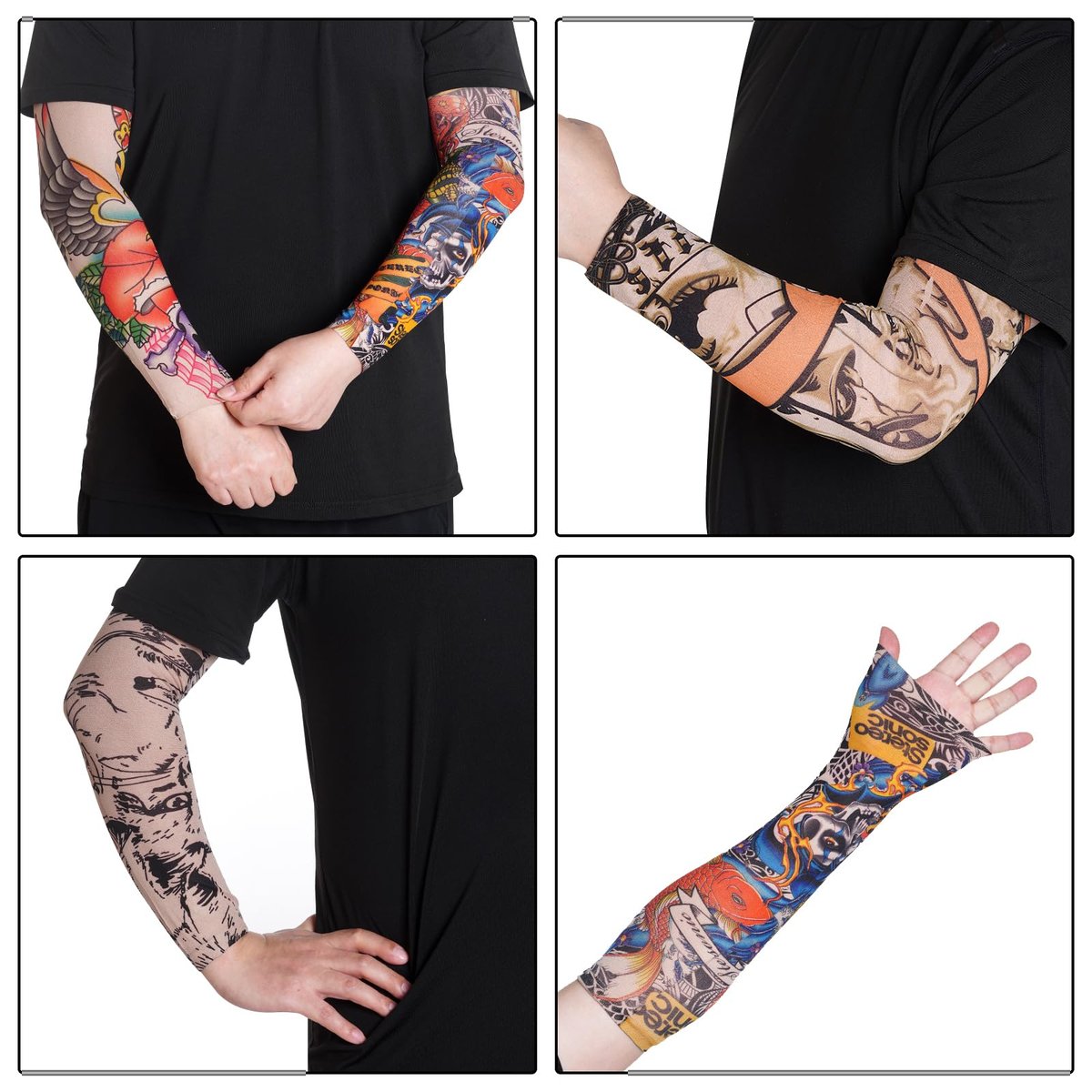 HOVEOX 20-Pack Temporary Tattoo Arm Sleeves – Multicolor Fake Tattoo Sleeves for Men, Women & Kids – Sun Protection & Style - görsel 9