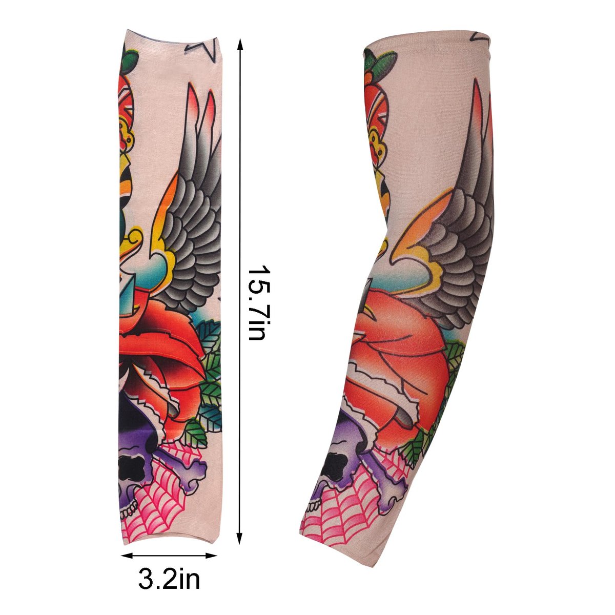 HOVEOX 20-Pack Temporary Tattoo Arm Sleeves – Multicolor Fake Tattoo Sleeves for Men, Women & Kids – Sun Protection & Style - görsel 3