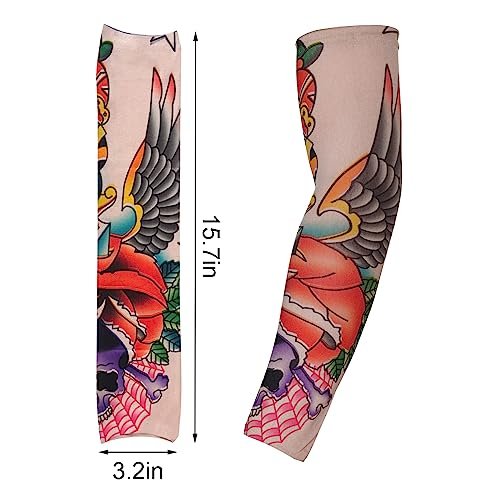 HOVEOX 20-Pack Temporary Tattoo Arm Sleeves – Multicolor Fake Tattoo Sleeves for Men, Women & Kids – Sun Protection & Style - görsel 4