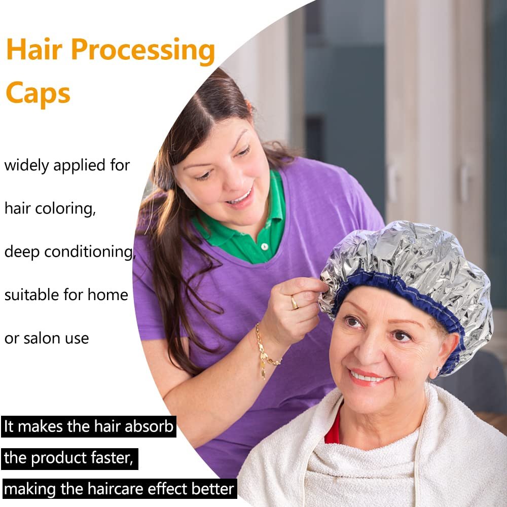 TCOTBE 2-Pack Aluminum Foil Conditioning Caps for Hot Oil Treatment – Reusable Shower Caps for Hair Dyeing & Deep Conditioning – Salon & Home Use - görsel 7