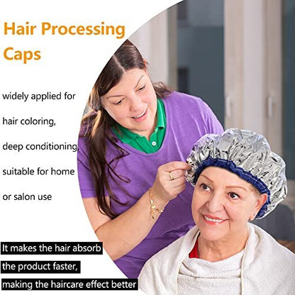 TCOTBE 2-Pack Aluminum Foil Conditioning Caps for Hot Oil Treatment – Reusable Shower Caps for Hair Dyeing & Deep Conditioning – Salon & Home Use