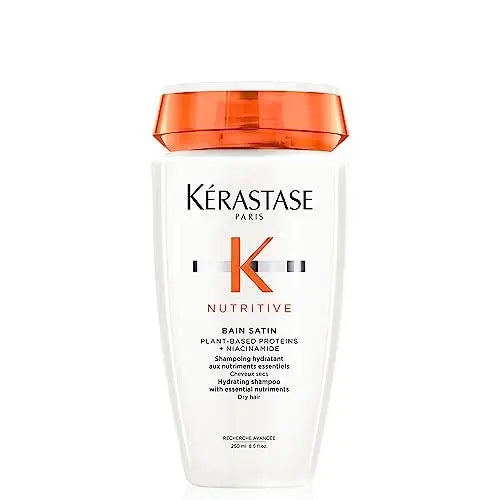KÉRASTASE Nutritive Gentle Hydrating Shampoo for Dry Hair - Nourishing Protein Formula with Niacinamide, Moisturises, Softness and Restores Thickness and Shine, Bain Satin, 8.5 Fl Oz Avelisse