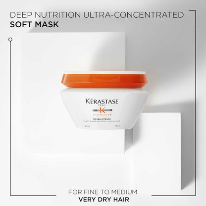 Kerastase Nutritive Masquintense Mask for Fine to Medium Dry Hair - Deeply Nourishes & Conditions with Plant-Based Proteins & Niacinamide, 6.8 Fl Oz Avelisse