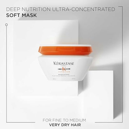 Kerastase Nutritive Masquintense Mask for Fine to Medium Dry Hair - Deeply Nourishes & Conditions with Plant-Based Proteins & Niacinamide, 6.8 Fl Oz Avelisse