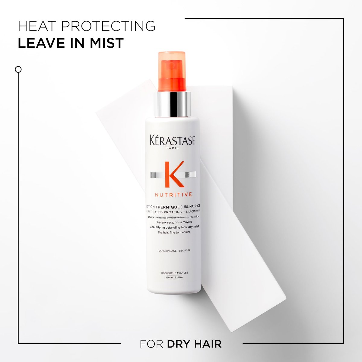 KÉRASTASE Nutritive Heat Protecting Spray – Nourishing Heat Protectant for Dry Fine to Medium Hair – Detangle, Reduce Frizz & Fly-aways – Lotion Thermique Sublimatrice 5.1 Fl Oz Avelisse