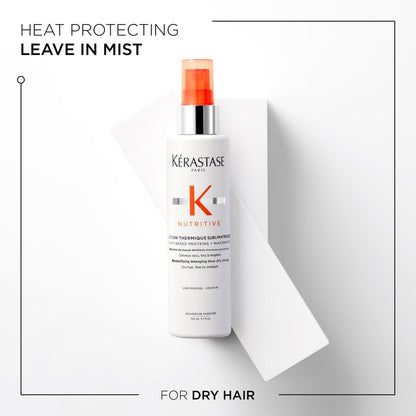 KÉRASTASE Nutritive Heat Protecting Spray – Nourishing Heat Protectant for Dry Fine to Medium Hair – Detangle, Reduce Frizz & Fly-aways – Lotion Thermique Sublimatrice 5.1 Fl Oz Avelisse