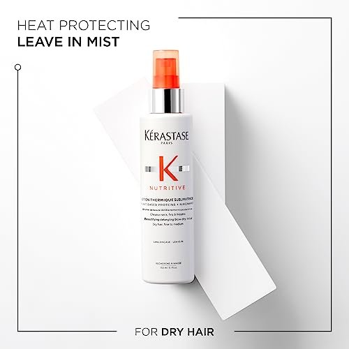 KÉRASTASE Nutritive Heat Protecting Spray – Nourishing Heat Protectant for Dry Fine to Medium Hair – Detangle, Reduce Frizz & Fly-aways – Lotion Thermique Sublimatrice 5.1 Fl Oz Avelisse