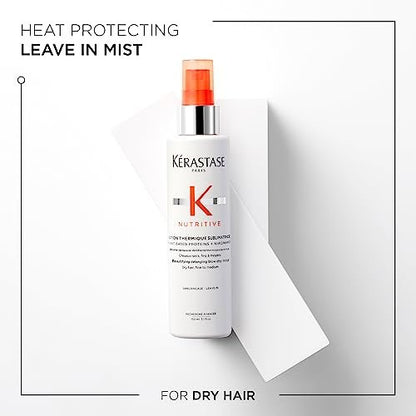 KÉRASTASE Nutritive Heat Protecting Spray – Nourishing Heat Protectant for Dry Fine to Medium Hair – Detangle, Reduce Frizz & Fly-aways – Lotion Thermique Sublimatrice 5.1 Fl Oz Avelisse