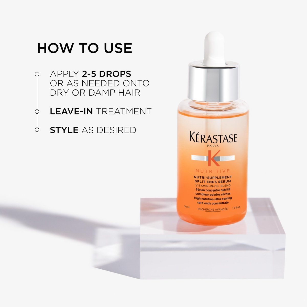 Kerastase Nutritive Split Ends Hair Serum for Dry Hair – Nourishing Leave-In Oil Treatment for Smoothness and Shine, Ultra-Sealing Formula with Anti-Dryness Polymers, 1.7 Fl Oz Avelisse