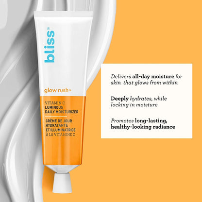 Bliss Glow Rush Vitamin C Luminous Daily Moisturizer – Brightening, Hydrating & Soothing with Ultra-Stable Vitamin C, Vitamin E, Squalane & Shea Butter (1.5 Fl Oz) Avelisse