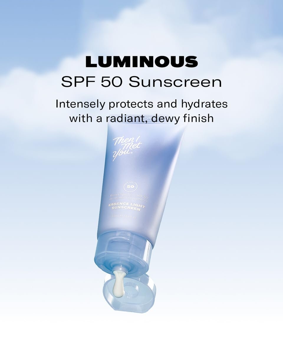 Then I Met You Essence Light Korean Sunscreen SPF 50 PA+++ with Hyaluronic Acid - Vegan & Cruelty-Free Facial Sunscreen, 1.69 oz Avelisse