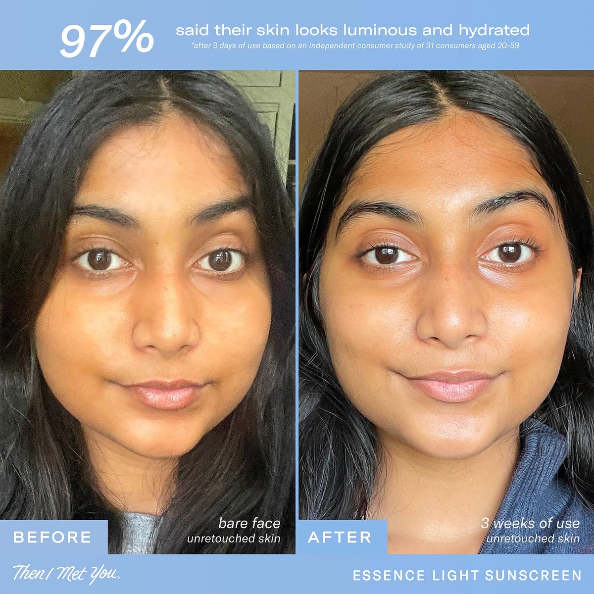 Then I Met You Essence Light Korean Sunscreen SPF 50 PA+++ with Hyaluronic Acid - Vegan & Cruelty-Free Facial Sunscreen, 1.69 oz Avelisse