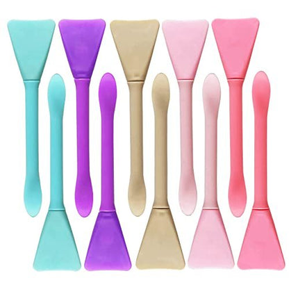 10-Pack Silicone Face Mask Brushes - Makeup Spatula Set for Skincare, Lotion, and Cream Application - DIY Facial Mask Mixing & Sampling Tools
