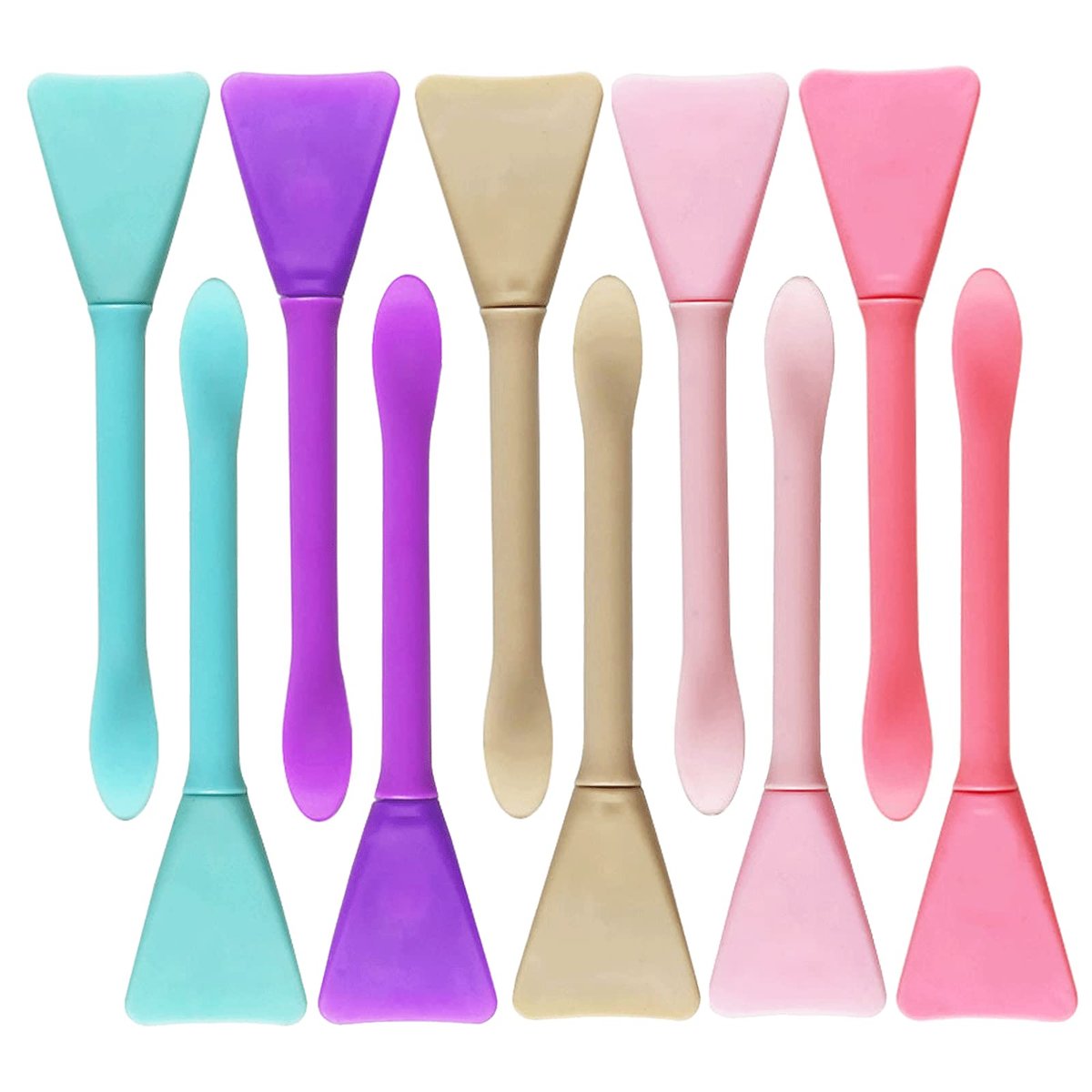 10-Pack Silicone Face Mask Brushes - Makeup Spatula Set for Skincare, Lotion, and Cream Application - DIY Facial Mask Mixing & Sampling Tools - görsel 1