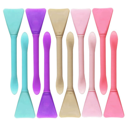 10-Pack Silicone Face Mask Brushes - Makeup Spatula Set for Skincare, Lotion, and Cream Application - DIY Facial Mask Mixing & Sampling Tools