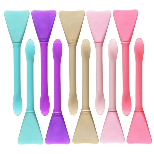 10-Pack Silicone Face Mask Brushes - Makeup Spatula Set for Skincare, Lotion, and Cream Application - DIY Facial Mask Mixing & Sampling Tools