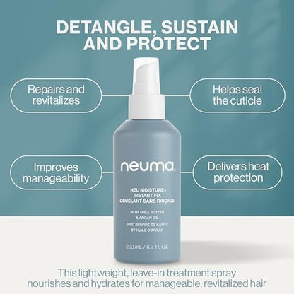 Neuma Neu Moisture Leave-In Hair Treatment Spray - 6.7 Fl Oz | Detangling & Heat Protection with Shea Butter & Argan Oil Avelisse