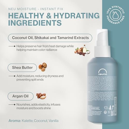 Neuma Neu Moisture Leave-In Hair Treatment Spray - 6.7 Fl Oz | Detangling & Heat Protection with Shea Butter & Argan Oil Avelisse