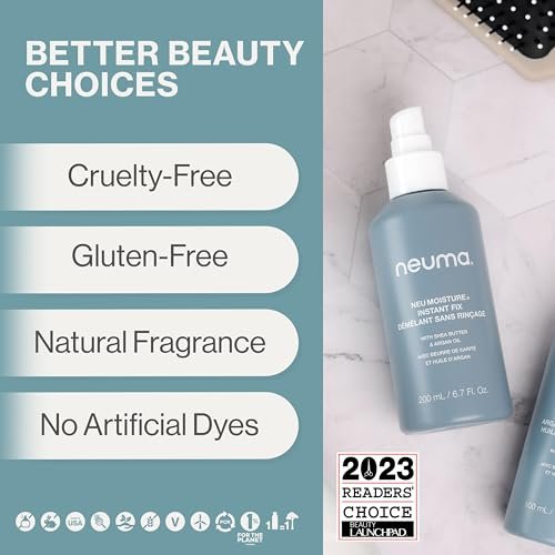 Neuma Neu Moisture Leave-In Hair Treatment Spray - 6.7 Fl Oz | Detangling & Heat Protection with Shea Butter & Argan Oil Avelisse