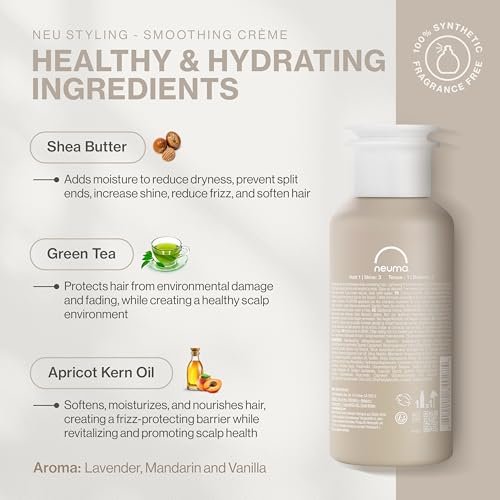 NEUMA Smoothing Hair Crème - Lightweight Frizz Control with Shea Butter & Apricot Kernel Oil for Soft, Smooth, Shiny Hair, Color-Safe Formula, 6.7 Fl Oz Avelisse