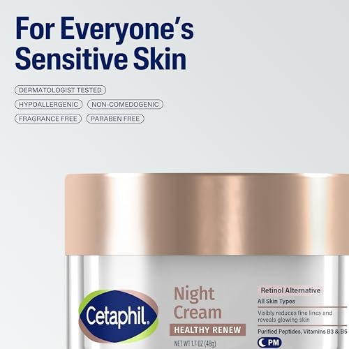 Cetaphil Healthy Renew Skin Tightening Night Cream 1.7 Oz – Wrinkle Repair Face Cream with Peptides, Retinol Alternative for Sensitive Skin, Fragrance Free Avelisse