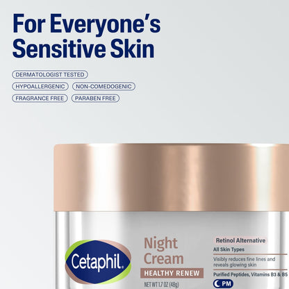 Cetaphil Healthy Renew Skin Tightening Night Cream 1.7 Oz – Wrinkle Repair Face Cream with Peptides, Retinol Alternative for Sensitive Skin, Fragrance Free Avelisse