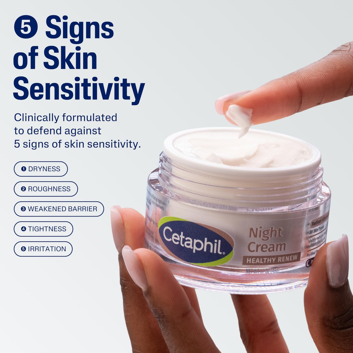 Cetaphil Healthy Renew Skin Tightening Night Cream 1.7 Oz – Wrinkle Repair Face Cream with Peptides, Retinol Alternative for Sensitive Skin, Fragrance Free Avelisse