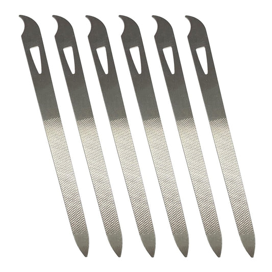 AhaTopia 6-Pack Stainless Steel Metal Nail Files for Natural Nails – 5.5-Inch Double-Sided Manicure & Pedicure Tool