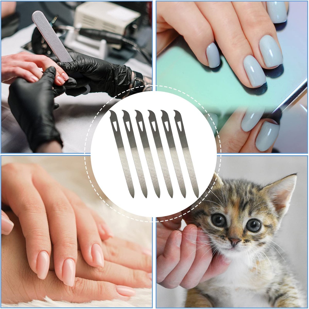 AhaTopia 6-Pack Stainless Steel Metal Nail Files for Natural Nails – 5.5-Inch Double-Sided Manicure & Pedicure Tool - görsel 13