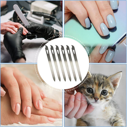 AhaTopia 6-Pack Stainless Steel Metal Nail Files for Natural Nails – 5.5-Inch Double-Sided Manicure & Pedicure Tool