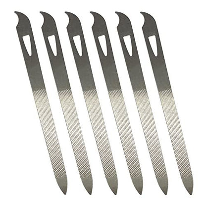 AhaTopia 6-Pack Stainless Steel Metal Nail Files for Natural Nails – 5.5-Inch Double-Sided Manicure & Pedicure Tool