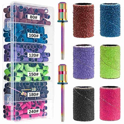 Difenni 300-Piece Sanding Bands for Nail Drill – 6 Grits (80-240) with 3/32" Mandrel, Aluminum Oxide