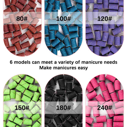 Difenni 300-Piece Sanding Bands for Nail Drill – 6 Grits (80-240) with 3/32" Mandrel, Aluminum Oxide