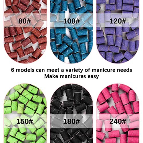 Difenni 300-Piece Sanding Bands for Nail Drill – 6 Grits (80-240) with 3/32" Mandrel, Aluminum Oxide - görsel 6