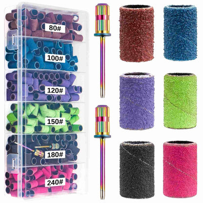 Difenni 300-Piece Sanding Bands for Nail Drill – 6 Grits (80-240) with 3/32" Mandrel, Aluminum Oxide