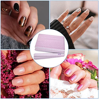 80/80 Grit Nail Files (50 Pcs) - Coarse Emery Boards for Acrylic & Gel Nails - Professional Reusable Manicure Files by GigaGround