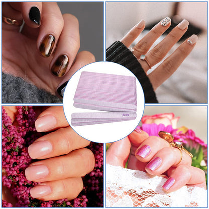 80/80 Grit Nail Files (50 Pcs) - Coarse Emery Boards for Acrylic & Gel Nails - Professional Reusable Manicure Files by GigaGround