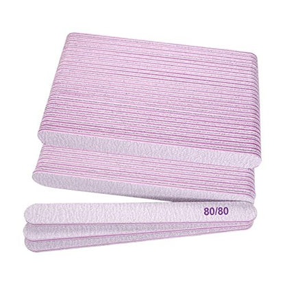 80/80 Grit Nail Files (50 Pcs) - Coarse Emery Boards for Acrylic & Gel Nails - Professional Reusable Manicure Files by GigaGround