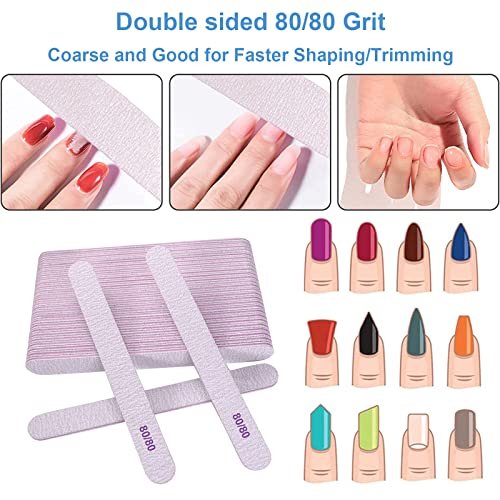 80/80 Grit Nail Files (50 Pcs) - Coarse Emery Boards for Acrylic & Gel Nails - Professional Reusable Manicure Files by GigaGround - görsel 4