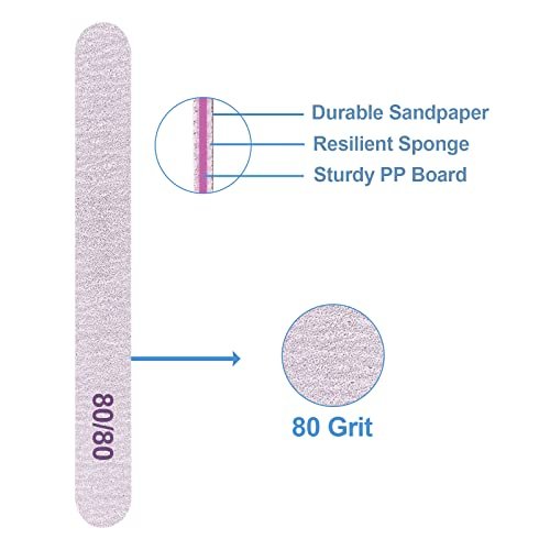 80/80 Grit Nail Files (50 Pcs) - Coarse Emery Boards for Acrylic & Gel Nails - Professional Reusable Manicure Files by GigaGround - görsel 6