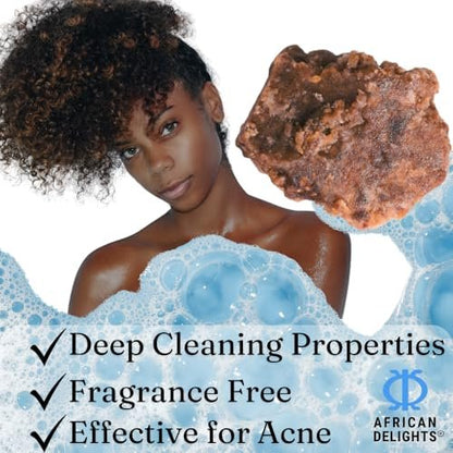 African Delights Herbal Black Soap Bar – Traditional Ghanaian Face & Body Cleanser, 17.64 oz