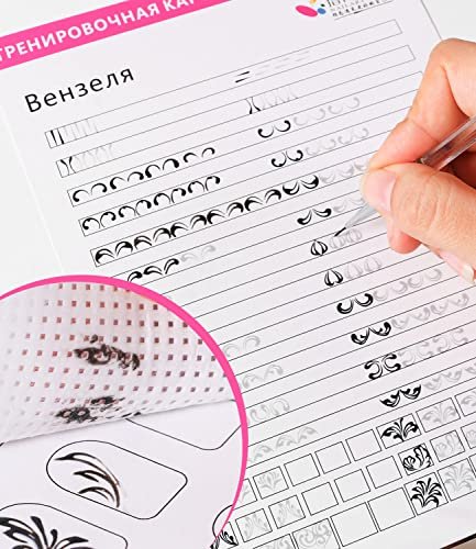 Nail Art Practice Book with 3 Rose Gold Liner Pens & 360 Nail Wipes – White Acrylic Design Learning Template for Beginners Avelisse
