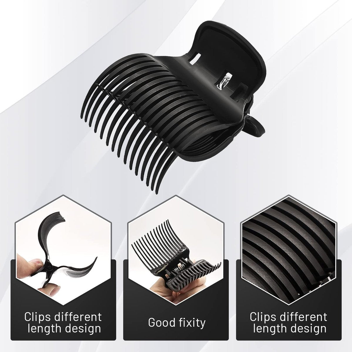 12-Pack Plastic Hair Roller Clips - Replacement Clips for Small, Medium, Large & Jumbo Rollers - Black - görsel 5