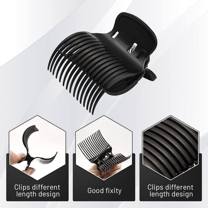 12-Pack Plastic Hair Roller Clips - Replacement Clips for Small, Medium, Large & Jumbo Rollers - Black
